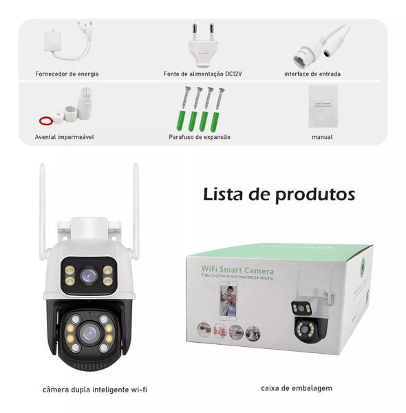 Imagem de Câmera De Segurança Interna Externa  Wi-fi Ip Dupla Lente 360 Noturna Externa Prova D'água  App Icsse  Presente dias dos Pais