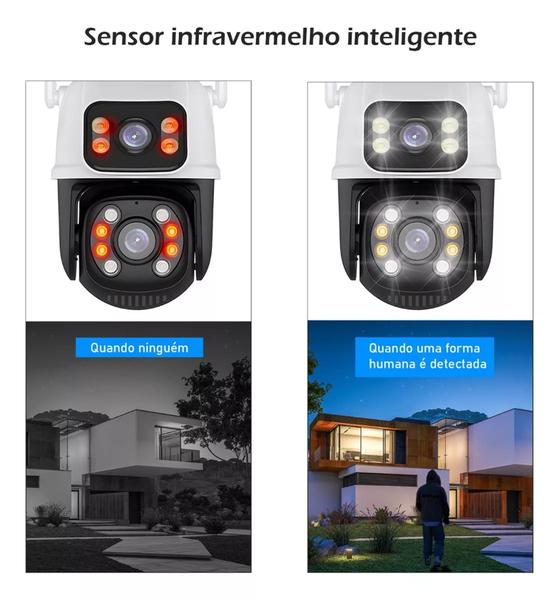 Imagem de Câmera De Segurança Smart Wi-fi Ip66 Dupla Lente 360 Visão Noturna Externa Prova  D' Agua