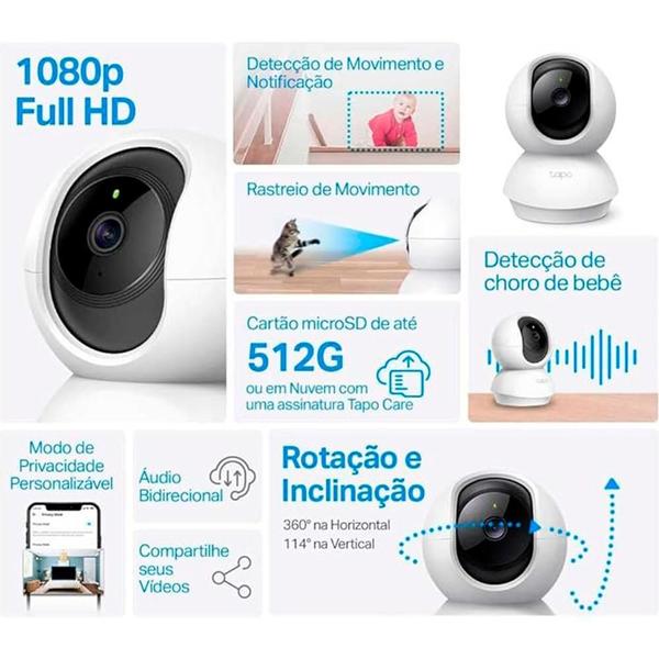 Imagem de Câmera De Segurança Tp-Link Tapo C200 Wi-Fi 360 Fhd Bivolt