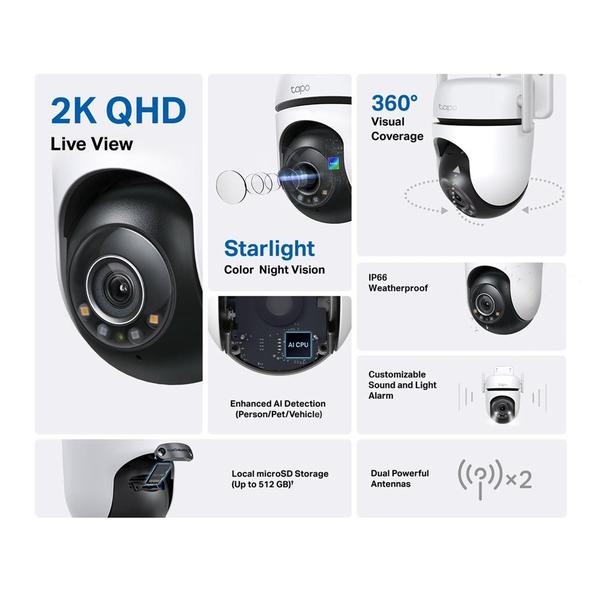 Câmera de segurança TP-Link TC72 1440P AI Home Protection Imagem de Câmera de segurança TP-Link TC72 1440P AI Home Protection