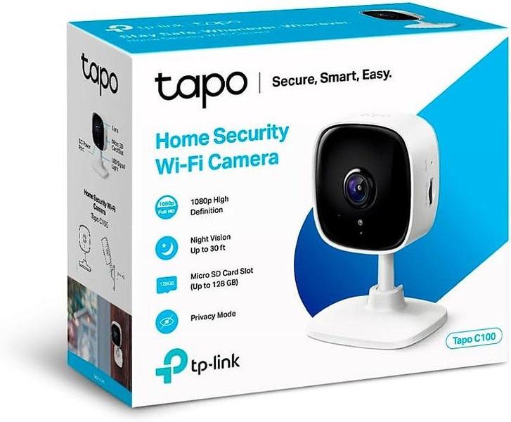 Imagem de Camera de Segurança Wi-Fi, 1080p Full HD TP-Link Tapo C100, Visão Noturna, Audio de Duas Vias, Trabalha com Alexa, Detec