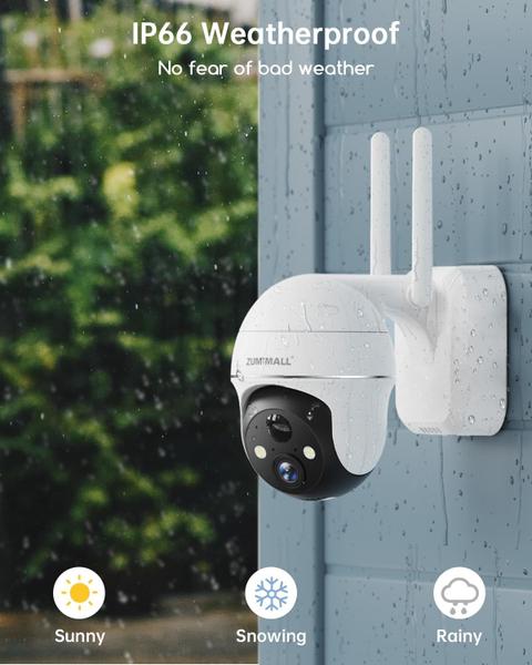 Imagem de Câmera de segurança ZUMIMALL 2K Battery WiFi 360 PTZ Outdoor