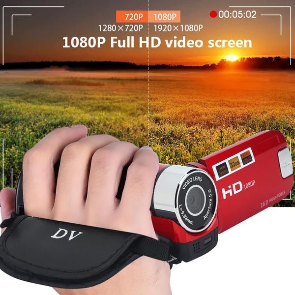 Câmera de vídeo Fosa Video DV Full HD 16X Vintage Handycam vermelha - Akozon Imagem de Câmera de vídeo Fosa Video DV Full HD 16X Vintage Handycam vermelha