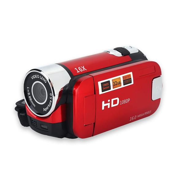Câmera de vídeo Fosa Video DV Full HD 16X Vintage Handycam vermelha - Akozon Imagem de Câmera de vídeo Fosa Video DV Full HD 16X Vintage Handycam vermelha