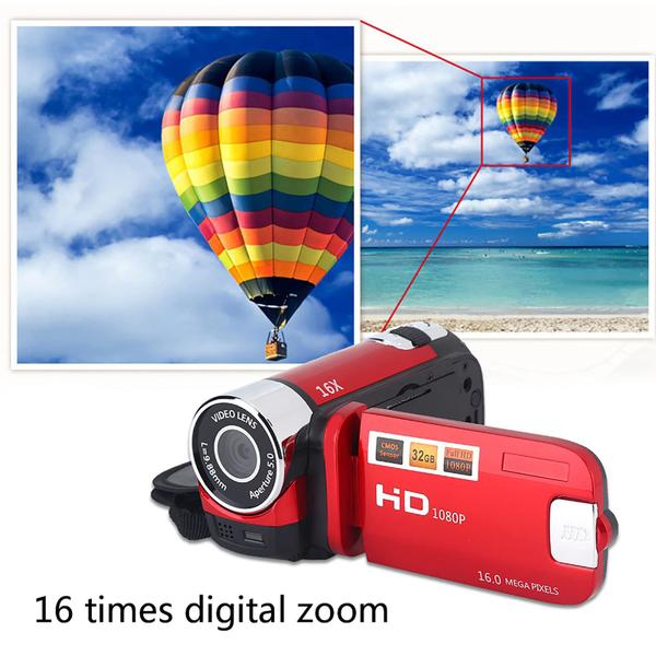 Câmera de vídeo Fosa Video DV Full HD 16X Vintage Handycam vermelha - Akozon Imagem de Câmera de vídeo Fosa Video DV Full HD 16X Vintage Handycam vermelha