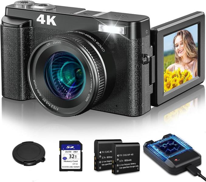 Imagem de Câmera digital AiTechny 4K 48MP Vlogging 16X Zoom para viagens