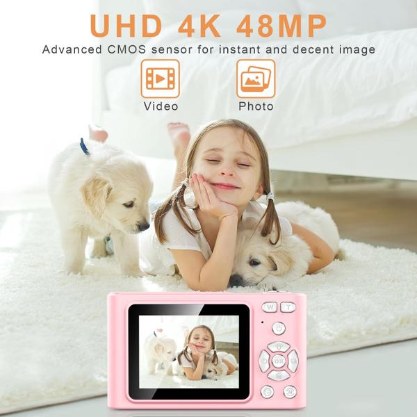 Imagem de Câmera digital Aycy UHD 4K 48MP Point and Shoot Kids Pink