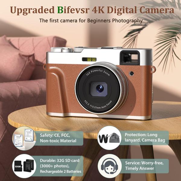 Imagem de Câmera digital Bifever 4K 48MP com foco automático e zoom 16X (2 Hz)