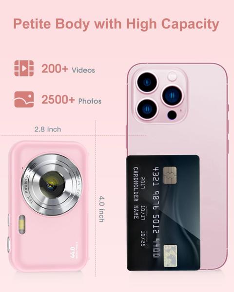 Câmera digital DVDO FHD 1080P 44MP 16X Zoom com cartão de 32GB rosa - DGVDO Imagem de Câmera digital DVDO FHD 1080P 44MP 16X Zoom com cartão de 32GB rosa