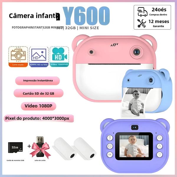 Imagem de Câmera Digital Infantil com Impressão Instantânea e Cartão de Memória de 32GB