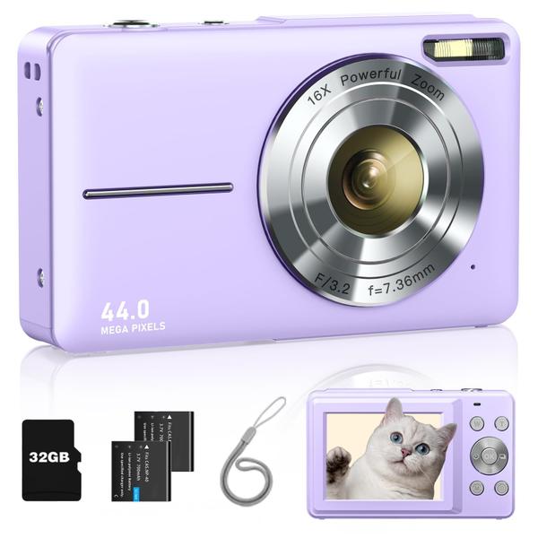 Imagem de Câmera digital Lecran FHD 1080P 44MP 16X Zoom Kids Purple +32GB