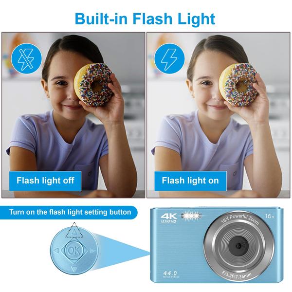 Câmera Digital SMARTKLIK 4K 44MP com Zoom 16x e Cartão SD de 64GB