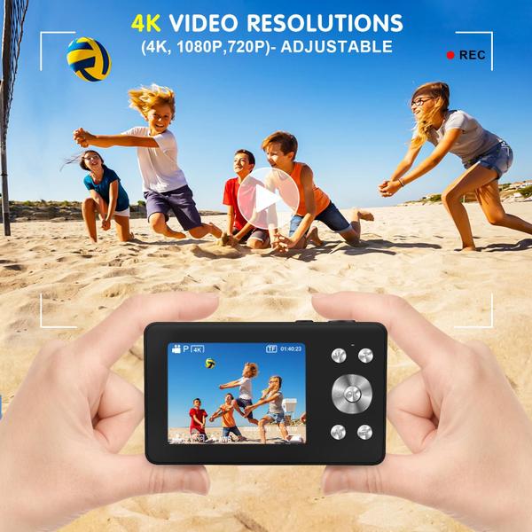 Imagem de Câmera digital VITALUXE 4K 13MP com cartão SD de 32GB com zoom 16X preto