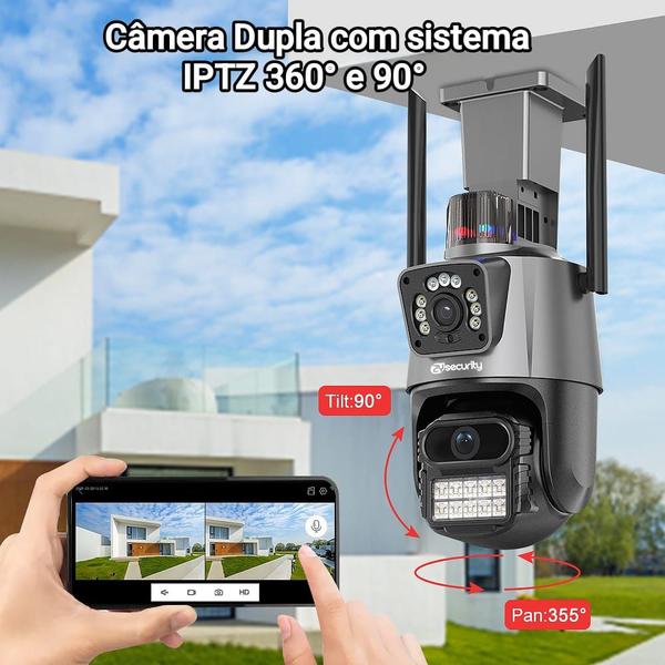 Imagem de Câmera Dupla WiFi - 6MP Full HD 8X Zoom com Alarme Integrado Detecção Humana e Reconhecimento Facial + Cartão de Memória