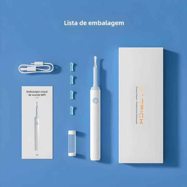 Câmera Endoscópica Sem Fio 5MP para Ouvido - Removedor de Cera com Luz LED Imagem de Câmera Endoscópica Sem Fio 5MP para Ouvido - Removedor de Cera com Luz LED