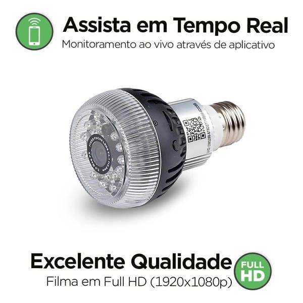 Imagem de Câmera Espiã WIFI Disfarçada Lâmpada com Sensor de Presença 