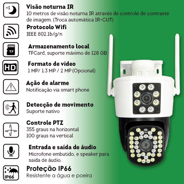 Imagem de Câmera Externa  Lente Dupla Segurança  Ip Infravermelho Wifi Hd