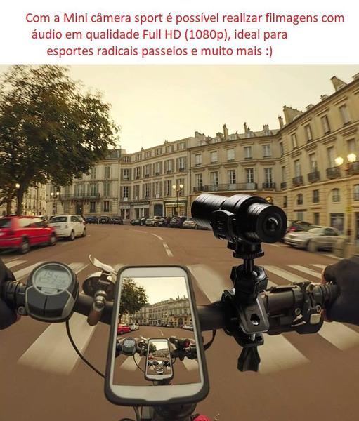 Imagem de Câmera Filmadora Full HD 1080p Action Carro Bike Moto Suportes Capacete Guidão