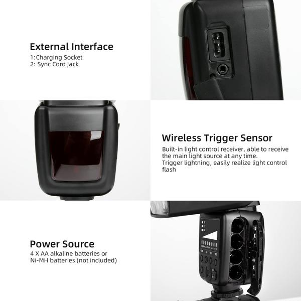 Câmera Flash Speedlite PHOTOOLEX FK300 para Canon Nikon Sony Imagem de Câmera Flash Speedlite PHOTOOLEX FK300 para Canon Nikon Sony