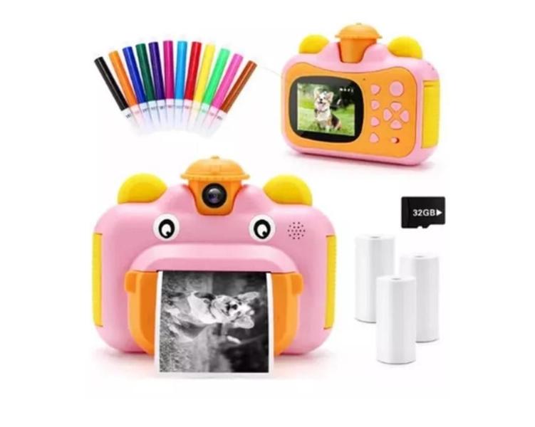 Câmera Fotográfica Digital Impressão Instantânea Rosa - Importados Armando Shop Imagem de Câmera Fotográfica Digital Impressão Instantânea Rosa