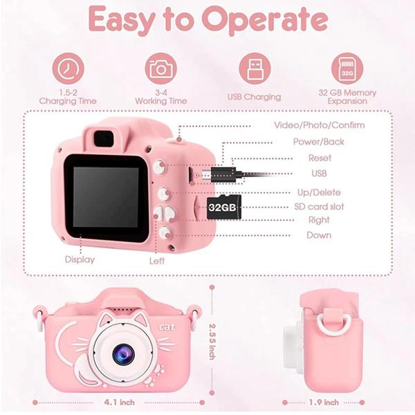 Câmera Fotográfica Infantil Com Proteção - Vídeo Jogos 32gb - M&C Imagem de Câmera Fotográfica Infantil Com Proteção - Vídeo Jogos 32gb