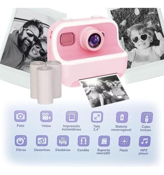 Imagem de Camera Fotografica Infantil Instantanea Video Foto Jogo Rosa