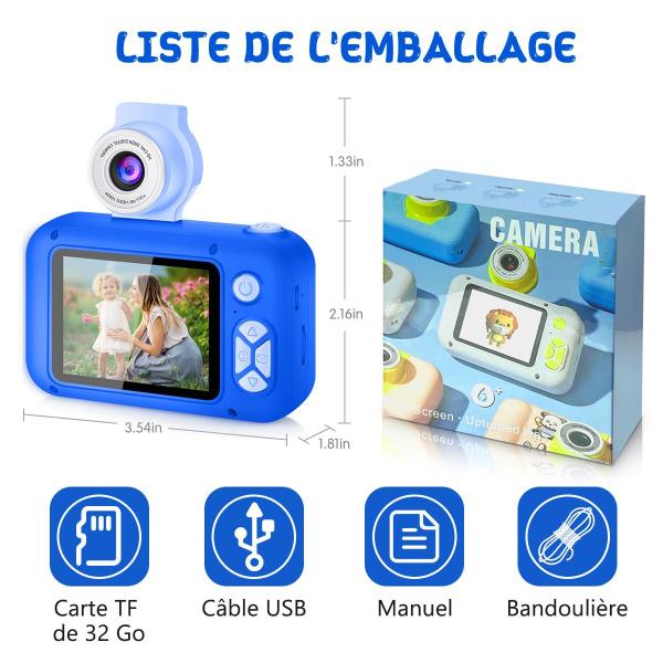 Imagem de Câmera infantil ARNSSIEN com tela IPS de 2,4 polegadas 1080P com cartão TF de 32 GB