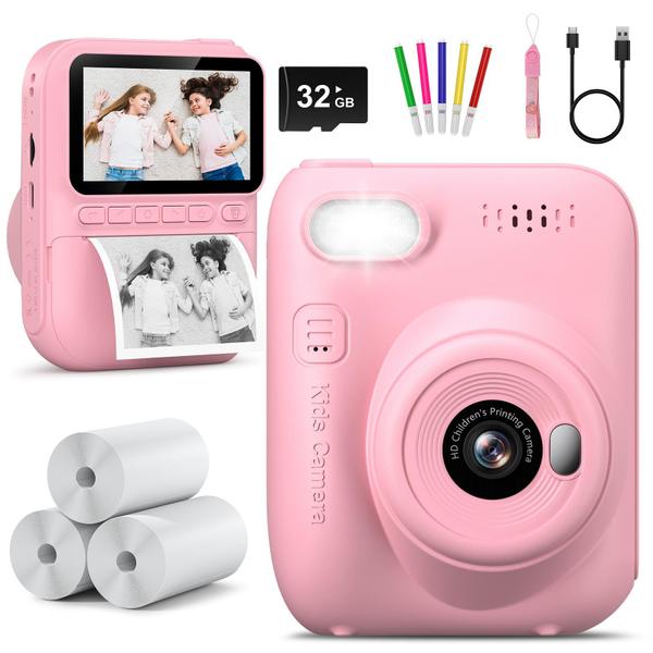 Imagem de Câmera infantil Hangrui Instant Print com cartão de 32 GB de 3 a 12 anos