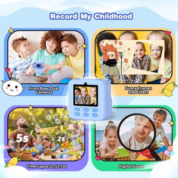 Câmera infantil masterbee Instant Print Photo 1080P HD Video Blue Imagem de Câmera infantil masterbee Instant Print Photo 1080P HD Video Blue