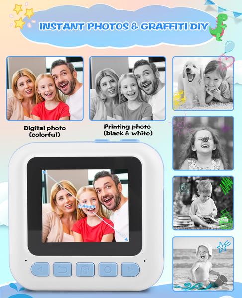 Imagem de Câmera infantil Moizoe Instant Print 1080P Videos azul +3Y