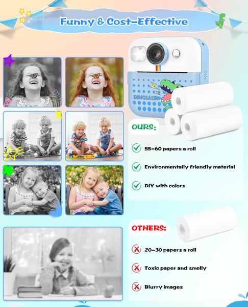 Imagem de Câmera infantil Moizoe Instant Print 1080P Videos azul +3Y