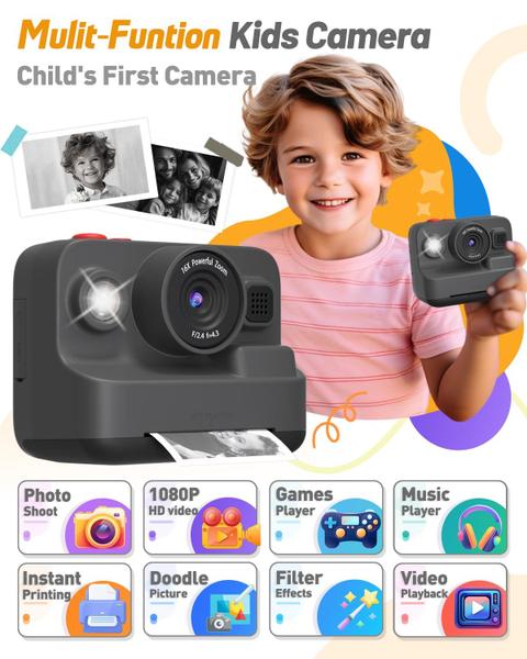 Imagem de Câmera infantil Yehtta Instant Print 1080P, tela de 2,4 polegadas 3-12Y