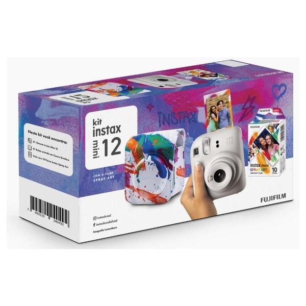 Câmera Instax Mini 12 Fujifilm Branco Com Bolsa + 10Filmes Imagem de Câmera Instax Mini 12 Fujifilm Branco Com Bolsa + 10Filmes