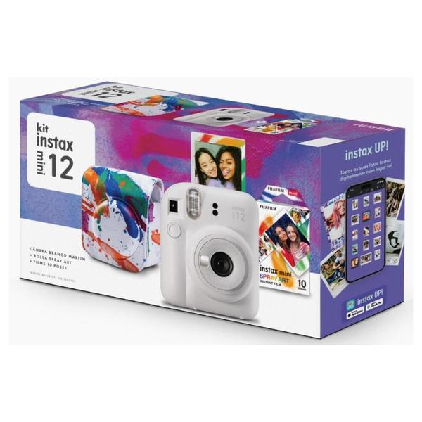 Câmera Instax Mini 12 Fujifilm Branco Com Bolsa + 10Filmes Imagem de Câmera Instax Mini 12 Fujifilm Branco Com Bolsa + 10Filmes
