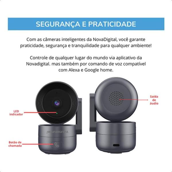 Imagem de Câmera Inteligente Wi-Fi Botão Chamada Onvif Tuya 360