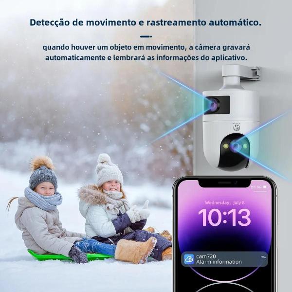 Imagem de Câmera IP 4K PTZ Externa à Prova D'Água com Lente Dupla, WiFi 5G e Rastreamento Automático