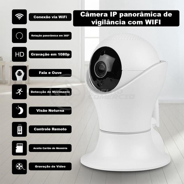 Imagem de Câmera IP C360 de Segurança WiFi 2 Antenas Robô HD 1080P Sem Fio 360º Áudio Visão Noturna - 8165HP