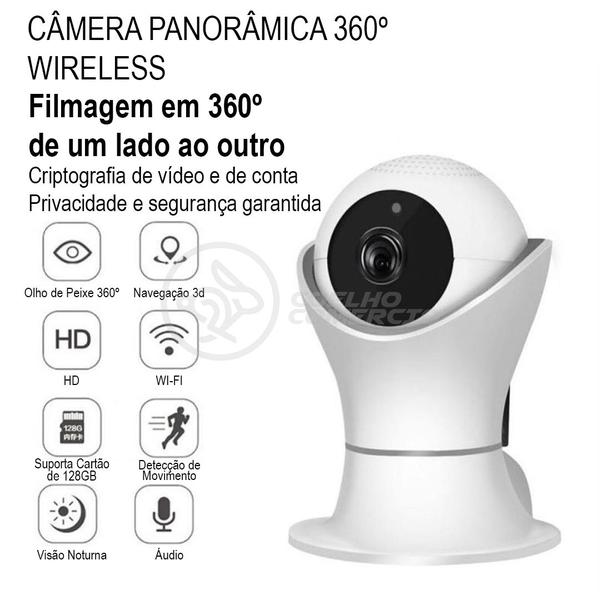 Imagem de Câmera IP C360 de Segurança WiFi 2 Antenas Robô HD 1080P Sem Fio 360º Áudio Visão Noturna - 8165HP