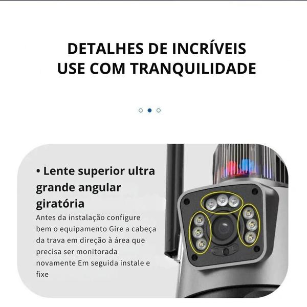 Imagem de Câmera IP de segurança externa sem fio, WiFi Smart 3 lentes, zoom 8X, rastreamento automático, CCTV, Visão noturna automático, sensor 360, 6K, 12MP