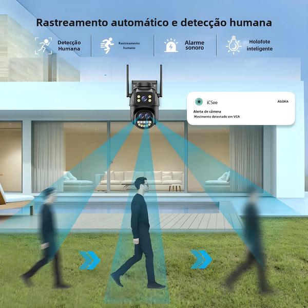 Imagem de Câmera IP Externa 9MP 5K WiFi - 8x Zoom Ótico, PTZ, Tela Dupla e Rastreamento Automático