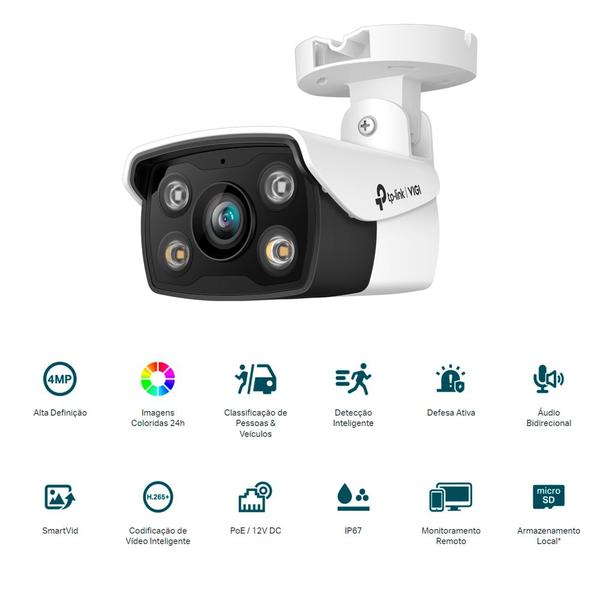 Imagem de Camera IP Externa Bullet TP-Link VIGI C340 4MP Colorida IA PoE