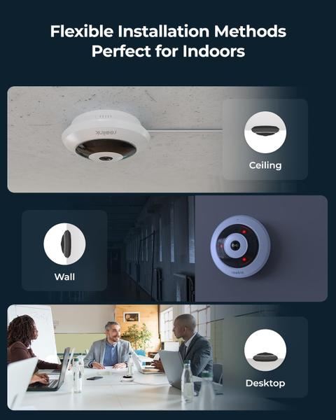 Imagem de Câmera IP Fisheye REOLINK FE-P 6MP com visão de 360, branca