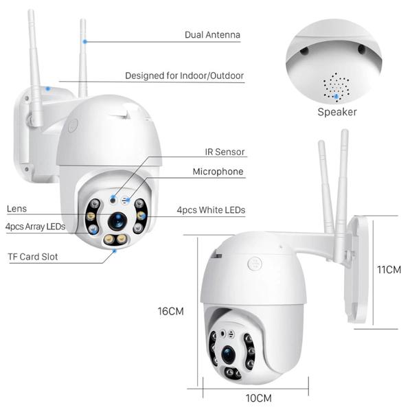 Imagem de Câmera Ip Prova D'água Infravermelho Externa Wifi Hd 3 A8