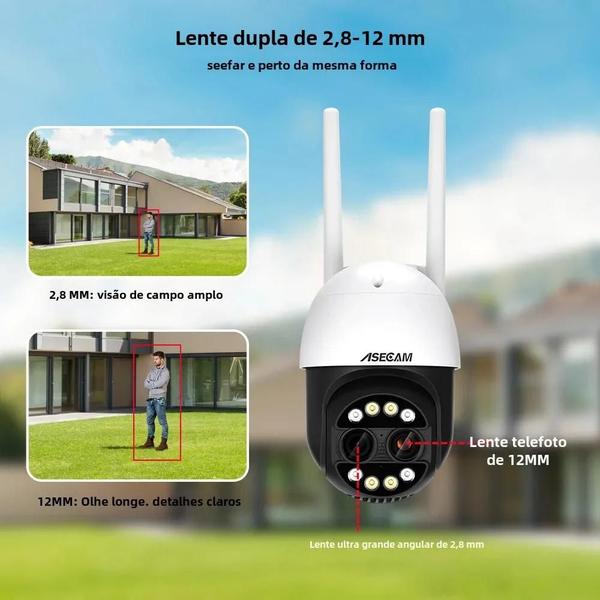 Imagem de Câmera IP PTZ 8MP 4K com Zoom 8x - Lente Dupla, Wi-Fi, AI e Rastreamento de Humanos