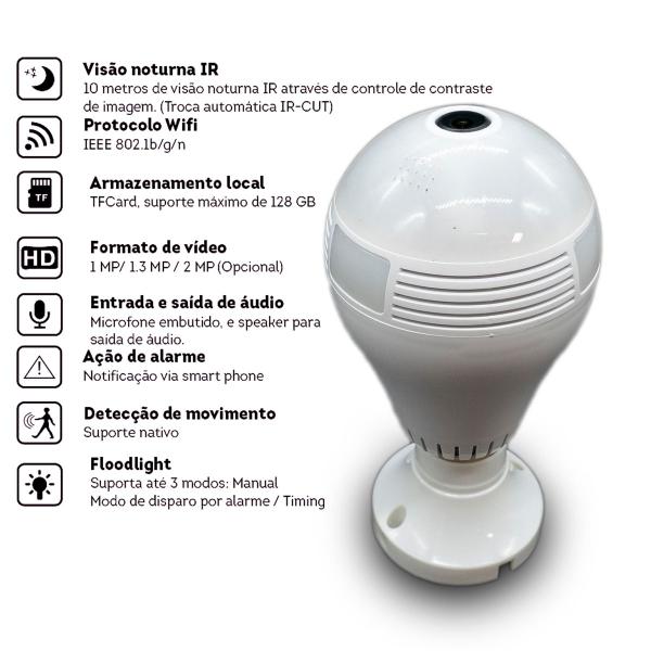 Imagem de Camera Ip Segurança Lampada Espia Wifi V380 - Pré vendida