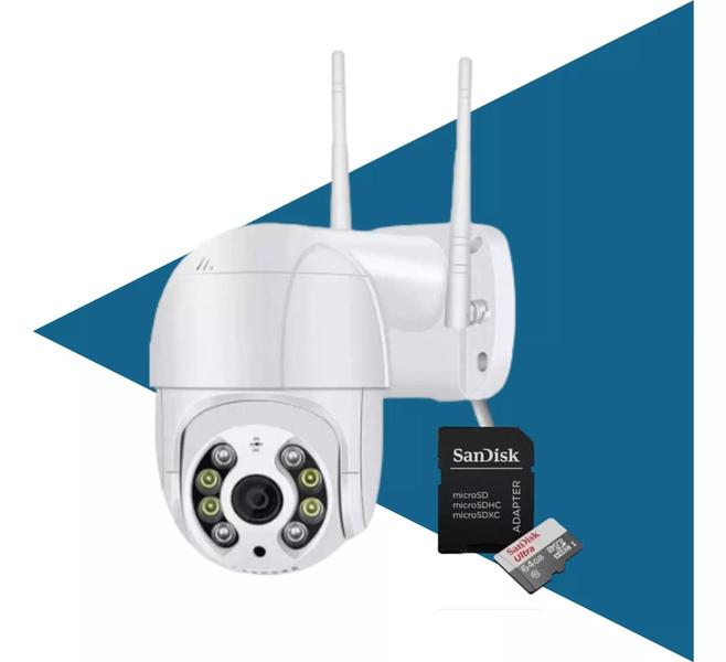 Câmera Ip Wi-fi Prova Dágua App Icsee + Cartão De Memória 64gb - A8 Imagem de Câmera Ip Wi-fi Prova Dágua App Icsee + Cartão De Memória 64gb