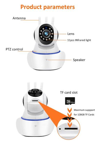 Imagem de Camera Ip Wifi Inteligente Giratória 03 Antenas 1080p Babá Eletr. Visão Noturna Varredura e Alerta Movimento