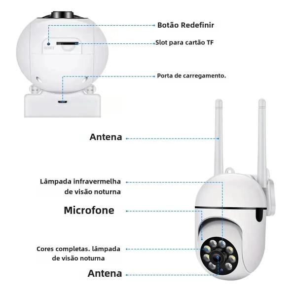 Imagem de Câmera IP WiFi PTZ 1080P - Zoom 5X, Áudio Bidirecional e Visão Noturna