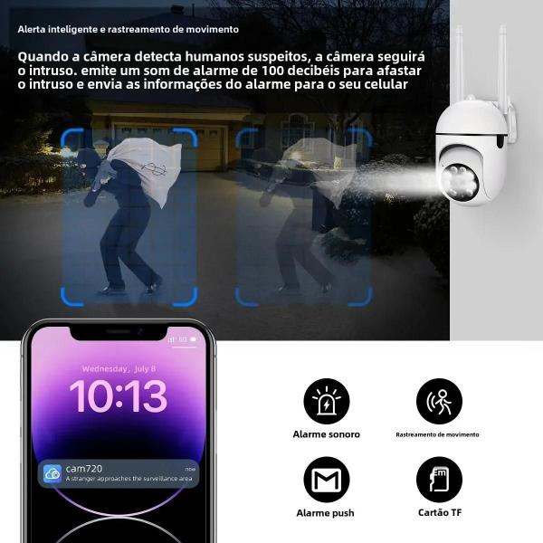 Imagem de Câmera IP WiFi PTZ 1080P - Zoom 5X, Áudio Bidirecional e Visão Noturna