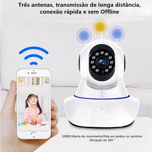 Imagem de Câmera IP Wifi Wireless Sem Fio Hd 3 Antenas Robô Visão Noturna Proteção 24 Horas Para Casa Escritório